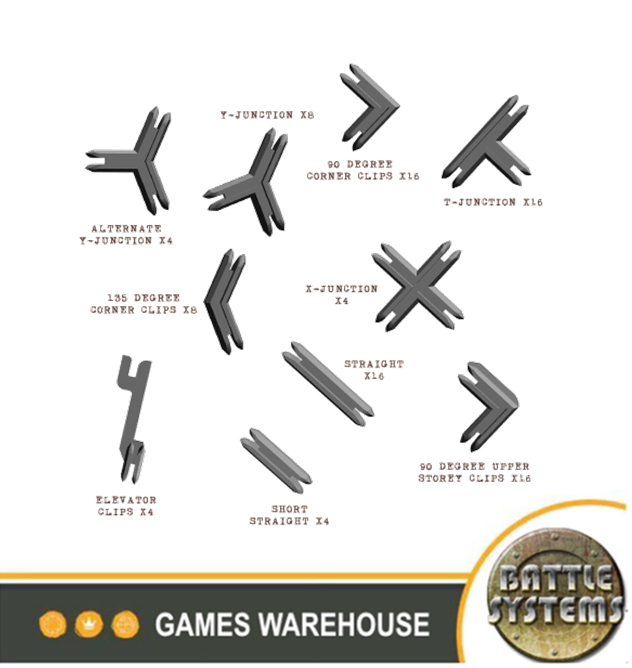 Battle Systems:Plastic Terrain Clips-Grey